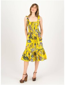 Κίτρινη Γυναικεία Φλοράλ Φόρεμα Blutsgeschwister Seaside Picknick Love - Γυναικεία