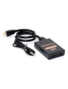 UNBRANDED HDMI splitter CAB-H156, 1-in σε 2-out, 4K/60Hz, HDR/HDCP, 50cm, μαύρο