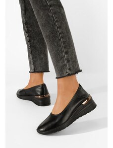 Zapatos Δερμάτινα μοκασινια γυναικεια μαύρα Morgan