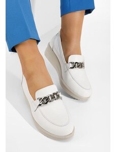Zapatos Μοκασίνια γυναικεια δερματινα Siara λευκά