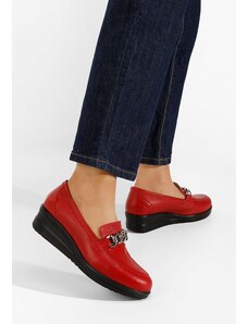 Zapatos Μοκασίνια γυναικεια δερματινα Siara κοκκινο