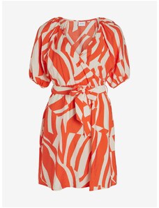 Κρεμ-πορτοκαλί κυρίες φόρεμα με σχέδια VILA Dogma - Γυναίκες