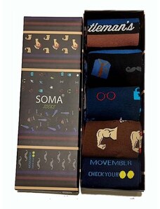 SOMAS SOCKS Κάλτσες με Σχέδια Μπλε Καφέ