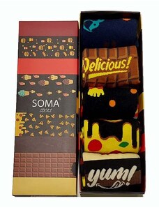 SOMAS SOCKS Κάλτσες με Σχέδια Μαύρο Καφέ