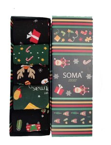 SOMAS SOCKS Κάλτσες Χριστουγεννιάτικες Πράσινο Μαύρο