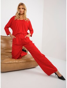 Fashionhunters Κόκκινο υφασμάτινο παντελόνι με πτυχώσεις