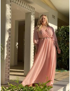 Amorada "Aelia" plus size μάξι φόρεμα ροζ