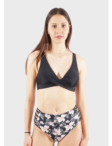 gsecret Γυναικείο σετ μαγιό bra αποσπώμενη επένδυση κούμπωμα bikini ψηλόμεσο πλαϊνό cut-out.Καλύπτει B Cup ΜΑΥΡΟ