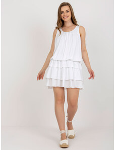 Fashionhunters OCH BELLA λευκό αμάνικο φόρεμα με βολάν