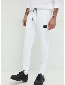 Βαμβακερό παντελόνι HUGO χρώμα: άσπρο