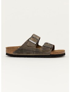 Δερμάτινες παντόφλες Birkenstock Arizona γυναικείες, χρώμα: πράσινο