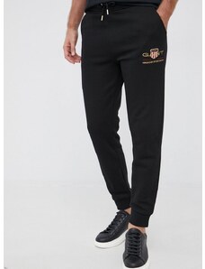 Παντελόνι Gant ανδρικό, χρώμα: μαύρο