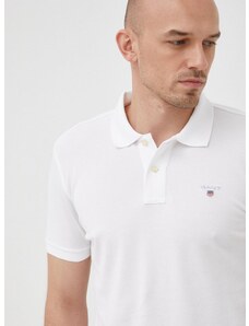 Βαμβακερό μπλουζάκι πόλο Gant χρώμα: άσπρο