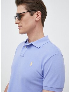 Βαμβακερό μπλουζάκι πόλο Polo Ralph Lauren χρώμα: μοβ