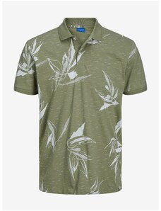 Green Mens Patterned Polo T-Shirt Jack &; Jones Rayon - Άνδρες