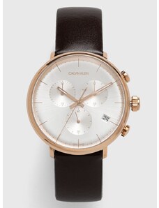 Ρολόι Calvin Klein ανδρικό, χρώμα: καφέ