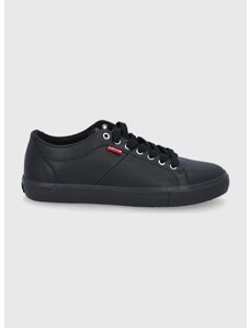 Πάνινα παπούτσια Levi's ανδρικά, χρώμα: μαύρο
