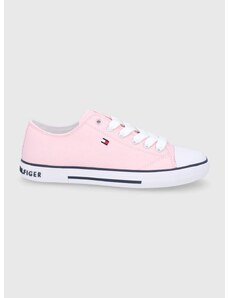Παιδικά πάνινα παπούτσια Tommy Hilfiger χρώμα: ροζ
