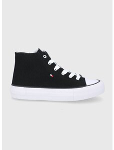 Παιδικά πάνινα παπούτσια Tommy Hilfiger χρώμα: μαύρο