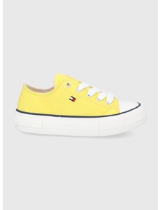 Παιδικά πάνινα παπούτσια Tommy Hilfiger χρώμα: κίτρινο
