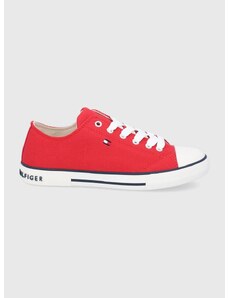 Παιδικά πάνινα παπούτσια Tommy Hilfiger χρώμα: κόκκινο