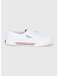 Πάνινα παπούτσια Pepe Jeans Brady W Basic γυναικεία, χρώμα: άσπρο
