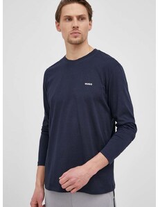 Βαμβακερή μπλούζα με μακριά μανίκια HUGO χρώμα: ναυτικό μπλε