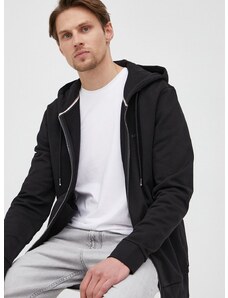 Βαμβακερή μπλούζα BOSS χρώμα: μαύρο, με κουκούλα