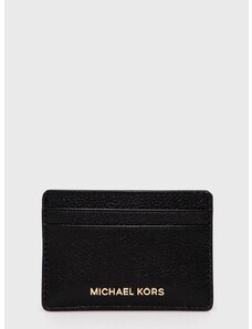 Δερμάτινη θήκη για κάρτες MICHAEL Michael Kors γυναικεία, χρώμα: μαύρο