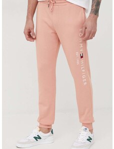 Βαμβακερό παντελόνι Tommy Hilfiger χρώμα: ροζ