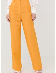 Λινό παντελόνι Patrizia Pepe χρώμα: κίτρινο