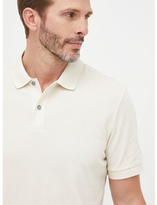 Βαμβακερό μπλουζάκι πόλο BOSS χρώμα: μπεζ