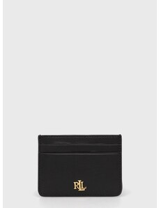 Δερμάτινη θήκη για κάρτες Lauren Ralph Lauren χρώμα: μαύρο