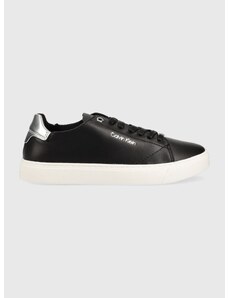 Δερμάτινα αθλητικά παπούτσια Calvin Klein Cupsole Unlined Lace Up χρώμα: μαύρο