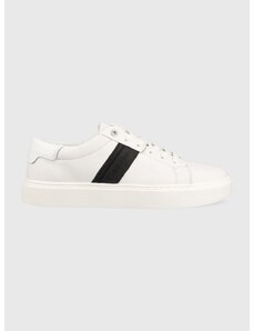 Δερμάτινα αθλητικά παπούτσια Calvin Klein Low Top Lace Up χρώμα: άσπρο