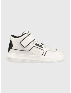 Δερμάτινα αθλητικά παπούτσια Calvin Klein Jeans Chunky Cupsole Laceup Mid χρώμα: άσπρο