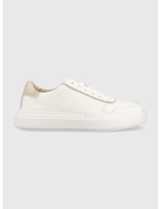 Δερμάτινα αθλητικά παπούτσια Calvin Klein Low Top Lace Up χρώμα: άσπρο