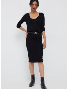 Μάλλινη φούστα Calvin Klein χρώμα: μαύρο,
