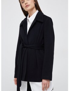 Μάλλινο παλτό Calvin Klein χρώμα: μαύρο,