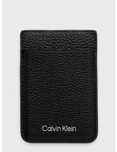 Δερμάτινη θήκη για κάρτες + μπρελόκ Calvin Klein χρώμα: μαύρο
