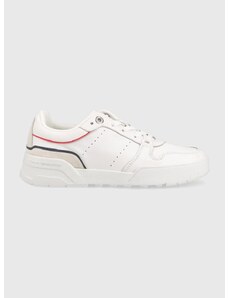 Δερμάτινα αθλητικά παπούτσια Tommy Hilfiger Low Cut Basket χρώμα: άσπρο