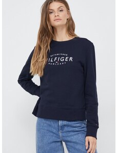 Βαμβακερή μπλούζα Tommy Hilfiger γυναικεία, χρώμα: ναυτικό μπλε,