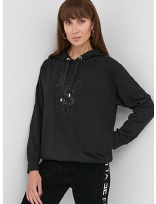 Μπλούζα Luisa Spagnoli χρώμα: μαύρο, με κουκούλα