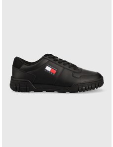Δερμάτινα αθλητικά παπούτσια Tommy Jeans Retro Leather Cupsole Tjm Ess χρώμα: μαύρο