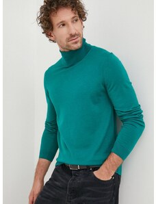 Μάλλινο πουλόβερ BOSS ανδρικά, χρώμα: πράσινο,