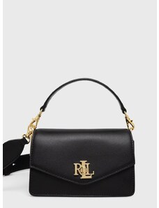 Δερμάτινη τσάντα Lauren Ralph Lauren χρώμα: μαύρο