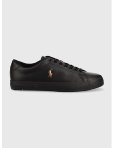 Δερμάτινα αθλητικά παπούτσια Polo Ralph Lauren Longwood , χρώμα: μαύρο