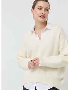 Μάλλινο πουλόβερ BOSS γυναικεία, χρώμα: άσπρο,