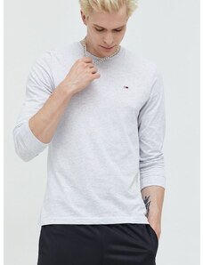 Βαμβακερή μπλούζα με μακριά μανίκια Tommy Jeans χρώμα: γκρι