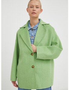 Μάλλινο παλτό American Vintage χρώμα: πράσινο,
